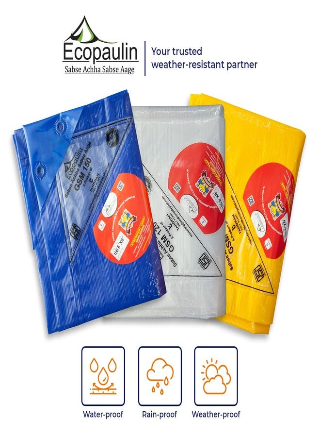 TANDHAN Ecopaulin 20X8 Ft 90 GSM Blue Premium Waterproof Tarpaulin - Heavy Duty Outdoor Tarp for, Roofing, and Gardening - Durable, UV Resistant, Rip-Stop Fabric - Ideal for All Weather Conditions - Image 3